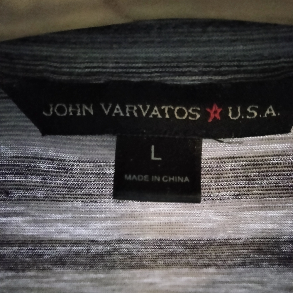 ๐๐ฅ SOLD!! John Varvatos Horizontal Stripe Grey Short Sleeve Polo - Picture 8 of 8